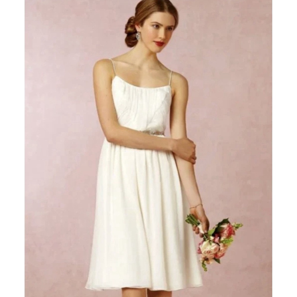 Hitherto‎ BHLDN Anthropologie Dress 2 Giselle Chiffon Cream White Formal